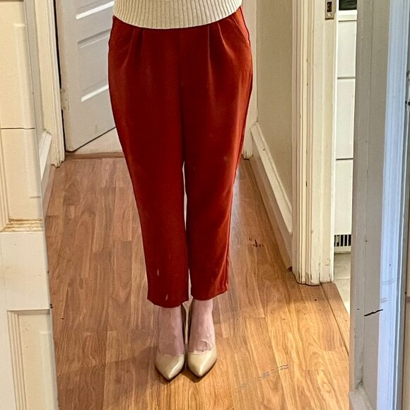 Petite Principle Harlowe Crepe Pants Rust/Burgundy XXSP - Picture 15 of 16